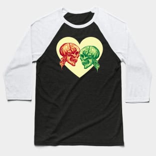 Artsy Skulls in Love Baseball T-Shirt